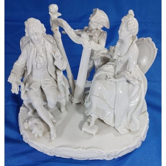 German Blanc De Chine Antique UNTERWEISSBACH Musician Porcelain Sculpture Statue - Picture 5 of 12